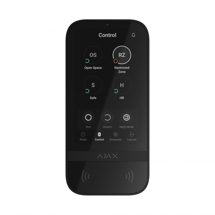 Клавіатура з сенсорним дисплеєм Ajax KeyPad TouchScreen чорна
